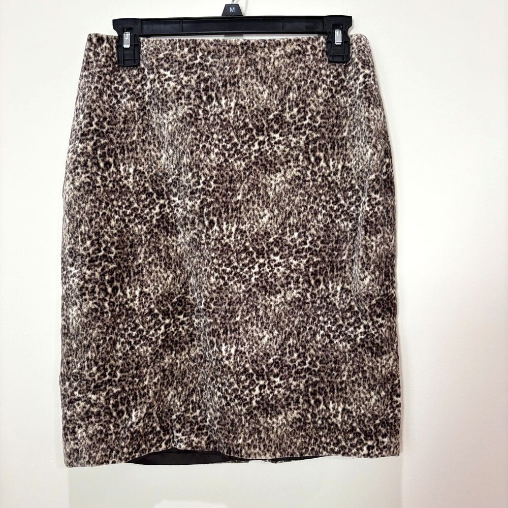 Talbots Animal Print Brown Pencil Skirt 2 Velvet Rockability Old Money Classic